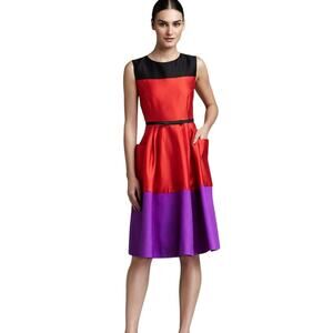 Kate Spade Zahara Colorblock Silk Fit Flare Dress
